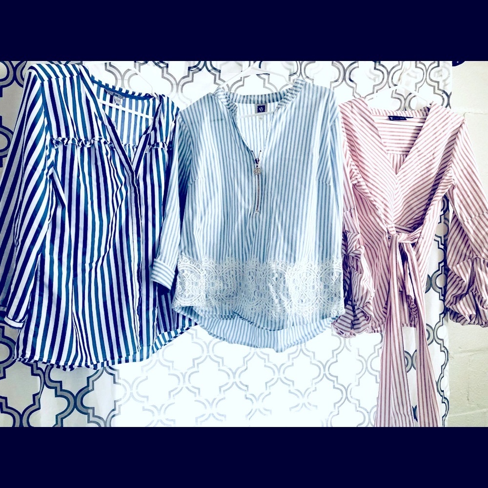 ❌SOLD❌ 1 pink Striped blouse